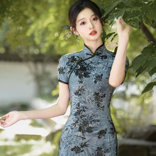 Femme robe velours - robe, chinois