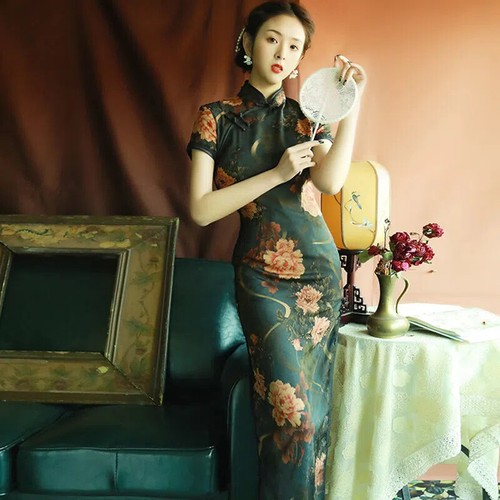 Femme floral qipao robe rétro - femme,